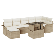 vidaXL 8-delad trädgårdsoffa med kuddar beige poly rotting