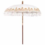 vidaXL Parasoll Gräddvit 210-220 cm Bomullstyg & Trä & Bambu