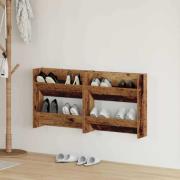 vidaXL Väggskoskåp 2 pcs Gammalt trä 60 x 18 x 60 cm Konstruerat trä
