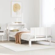 vidaXL Sängram med huvudgavel utan madrass vit 90x200 cm