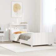 vidaXL Sängram utan madrass vit 90x200 cm massiv furu