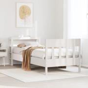 vidaXL Sängram utan madrass vit 90x200 cm massiv furu