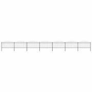 vidaXL Trädgårdsstaket med spjuttopp stål (1,25-1,5)x11,9 m svart