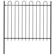 vidaXL Trädgårdsstaket med bågeöverdel stål 181x150 cm svart
