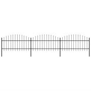 vidaXL Trädgårdsstaket med spjuttopp stål (1-1,25)x5,1 m svart