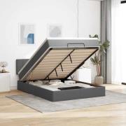 vidaXL Ottoman säng med madrass och LED-lampor mörkgrå 140x190 cm tyg