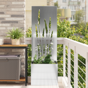 vidaXL Trädgårdsplanterare med dekorativ panel Silver 50 x 140 cm