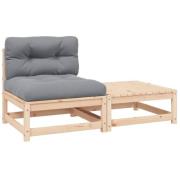 vidaXL Loungegrupp med dynor 2 delar massiv furu
