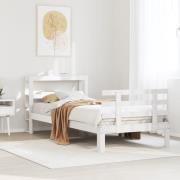 vidaXL Sängram med huvudgavel utan madrass vit 90x190 cm