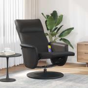 vidaXL Massagefåtölj med fotstöd svart konstläder