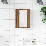 vidaXL Spegelskåp för badrum LED åldrat trä 40x12x45cm konstruerat trä