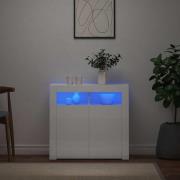 vidaXL Skänk med LED-belysning vit högglans 80x35x75 cm