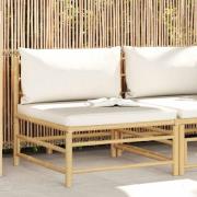 vidaXL Mittensoffa för trädgården med gräddvita dynor bambu