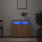 vidaXL Skänk med LED-belysning sonoma-ek 80x35x75 cm