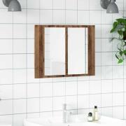 vidaXL Spegelskåp med LED åldrat trä 60x12x45 cm konstruerat trä