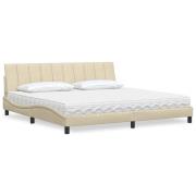 vidaXL Bed with Mattress "Hanko" Cream 200x200 cm Fabric