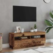vidaXL TV-bänk med LED-lampor åldrat trä 100x35x40 cm konstruerat trä