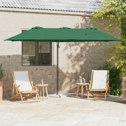 vidaXL Trädgårdskantileverparasol med lås Grön 372 x 198 x 253 cm