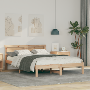 vidaXL Sängram med LED -remsljus med huvudgavel Brun 120 x 200 cm Mass...