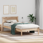vidaXL Sängram med LED -remsljus med huvudgavel Brun 90 x 190 cm Massi...