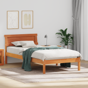 vidaXL Sängram med LED -remsljus med huvudgavel Vaxbrun 75 x 190 cm Fu...