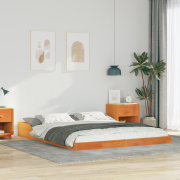 vidaXL Sängram Vaxbrun 160 x 200 cm Massiv furu