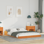 vidaXL Sängram Vaxbrun 135 x 190 cm Furu