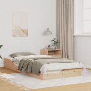 vidaXL Sängram Brun 90 x 210 cm Massiv furu