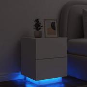 vidaXL Sängbord med LED-lampor vit konstruerat trä