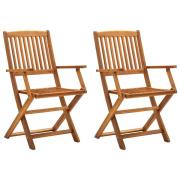 vidaXL Hopfällbara trädgårdsstolar 2 st massivt akaciaträ