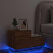 vidaXL Sängbord med LED-lampor brun ek 70x36x40,5 cm