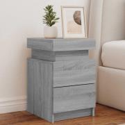 vidaXL Sängbord med LED-lampor 2 st grå sonoma 35x39x55 cm