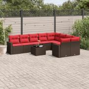 vidaXL Loungegrupp 10 delar med brun dynor konstrotting
