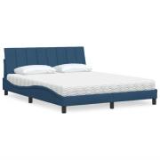 vidaXL Bed with Mattress "Hanko" Blue 160x200 cm Fabric