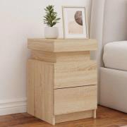 vidaXL Sängbord med LED-lampor sonoma-ek 35x39x55 cm