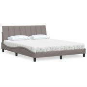 vidaXL Säng med madrass taupe 160x200 cm tyg