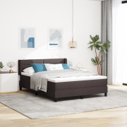 vidaXL Bäddfjäder med huvudgavel Mörkbrun 140 x 190 cm Tyg och skum