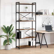 vidaXL Bokhylla Rökfärgad ek 80 x 30 x 188 cm Trä och stål