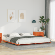 vidaXL Sängram Vaxbrun 200 x 200 cm Massiv furu