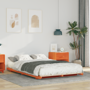 vidaXL Sängram Vaxbrun 120 x 200 cm Massiv furu