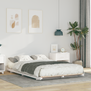 vidaXL Sängram Vit 135 x 190 cm Massiv furu