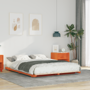 vidaXL Sängram Vaxbrun 160 x 220 cm Massiv furu