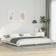 vidaXL Sängram Vit 200 x 220 cm Massiv furu