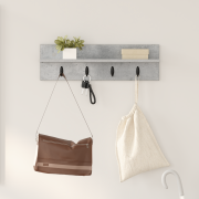 vidaXL Väggmonterad Klädhängare med hylla Betonggrå 60 x 10.5 x 18 cm