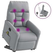 vidaXL Massagefåtölj med uppresningshjälp ljusgrå tyg