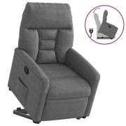 vidaXL Reclinerfåtölj med uppresningshjälp mörkgrå mikrofibertyg