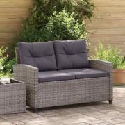 vidaXL Trädgårdssoffa 2-sits med dynor grå 124 cm konstrotting