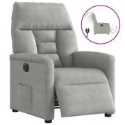 vidaXL Elektrisk reclinerfåtölj ljusgrå mikrofibertyg