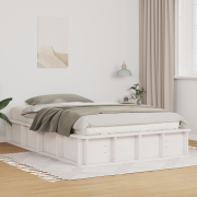 vidaXL Sängram med lagring Vit 135 x 190 cm trä