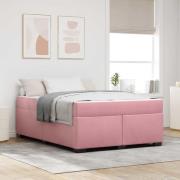 vidaXL Sängram med madrass Övrigt Rosa 140 x 200 cm Sammet